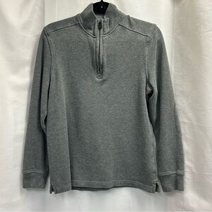 Black Brown 1826 gray quarter zip mock neck long sleeve sweater Sz S 100% cotton